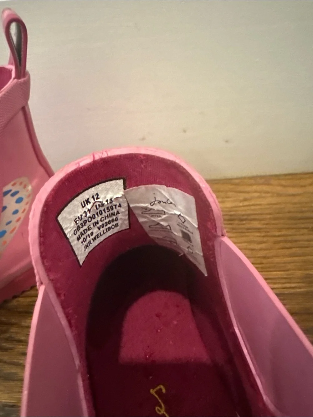 Joules Pink Butterfly Short Rain Boots
